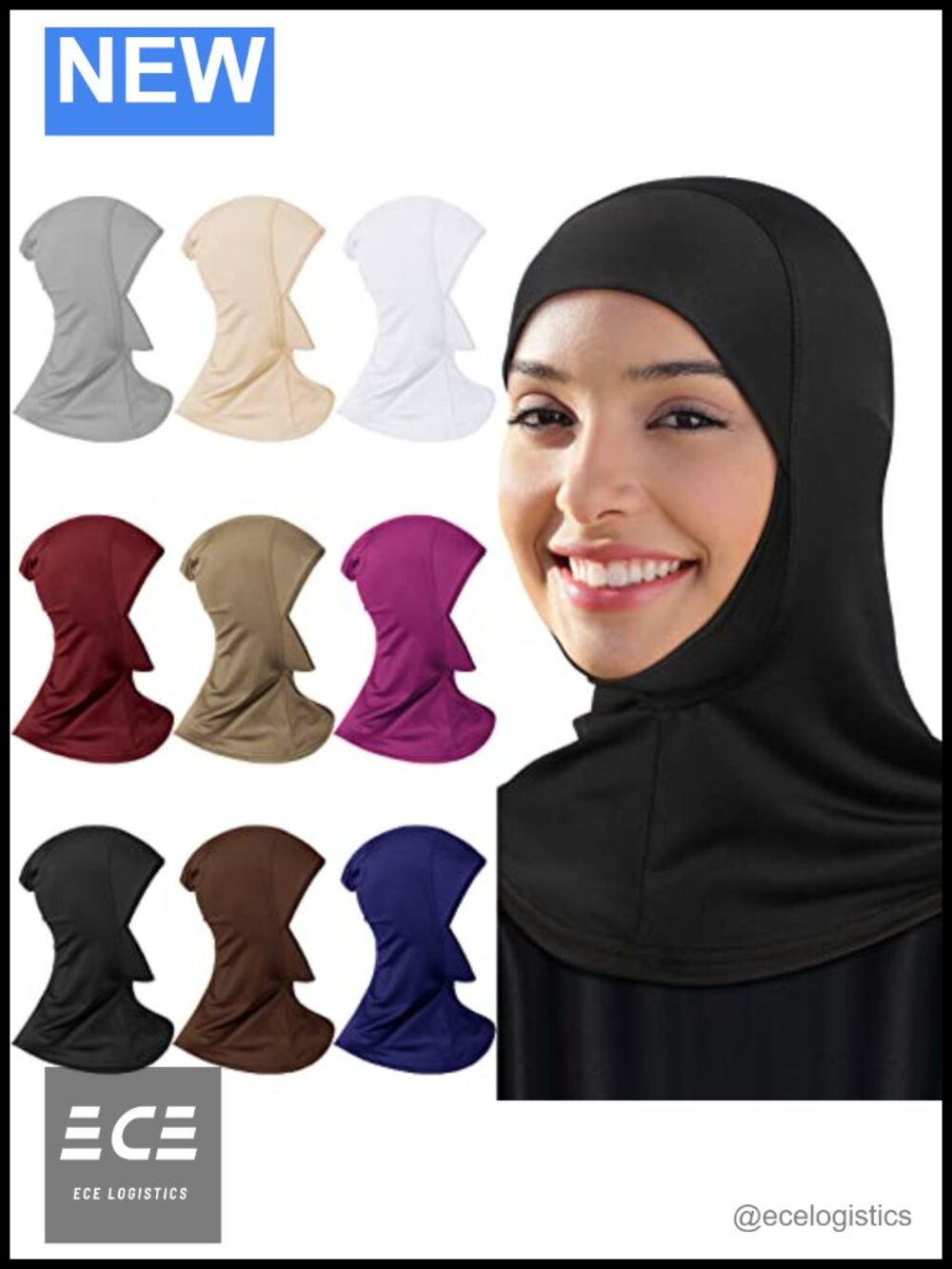 Modal Hijab Cap Stretchy Turban Full Cover Head Scarf One Size 9 Pc Set